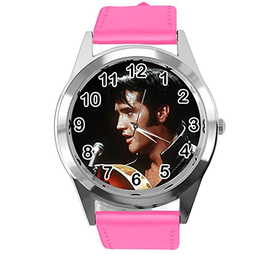 Hot Pink Leder Runde Uhr für Rock and Roll Fans E2 von TAPORT