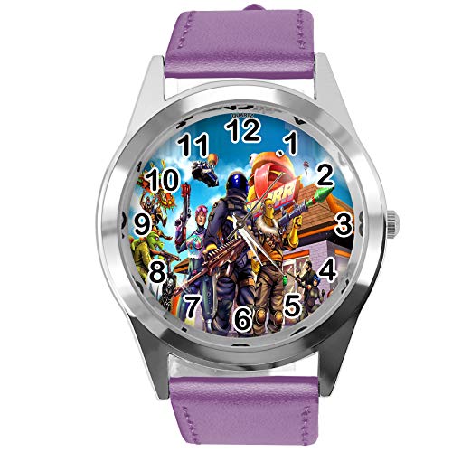 TAPORT Lila Leder Runde Uhr FG2, violett, Armband von TAPORT
