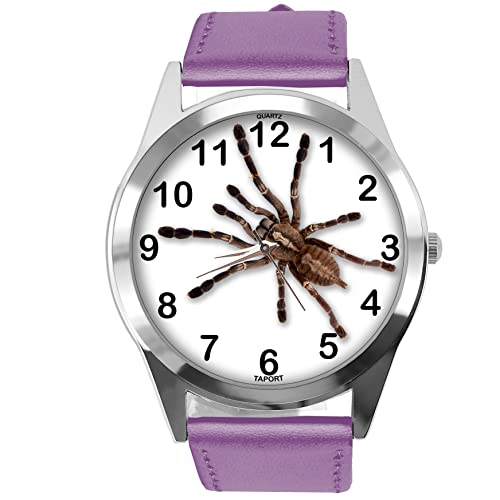 Lila Leder Runde Uhr für Fans von Spider, violett von TAPORT