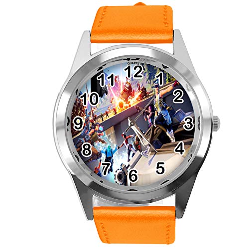 Orange Leder Runde Uhr FG4 von TAPORT