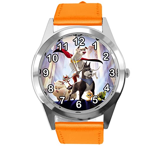 Orange Leder Runde Uhr für Fans von Haustieren, Orange von TAPORT