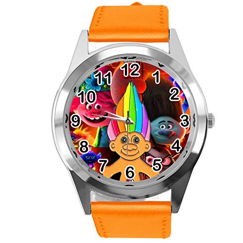 Orange Leder Runde Uhr für Zwerge Fans von TAPORT