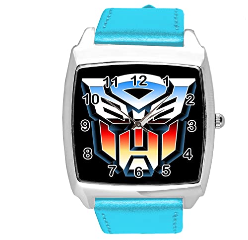 Quadratische Uhr aus blauem Leder für Fans von Robotern E2, blau von TAPORT