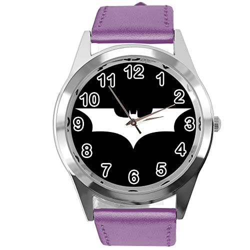 Runde Armbanduhr aus Leder für Action-Film-Fans E2, violett von TAPORT