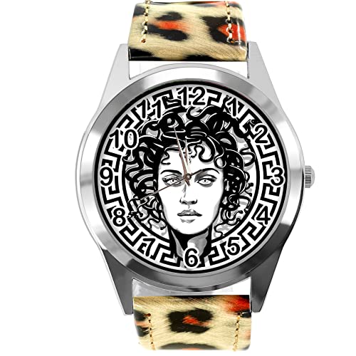 Runde Armbanduhr aus Leder mit Leopardenmuster für Fans der Mode, leopardenmuster von TAPORT
