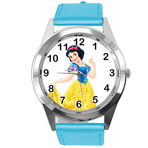 Runde Armbanduhr aus blauem Leder für Fans von Prinzessin, blau von TAPORT