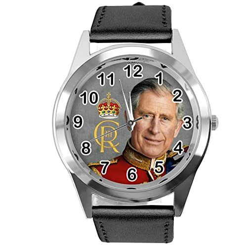 TAPORT Schwarze Leder Runde Uhr für Fans von King, Schwarz , Gurt von TAPORT