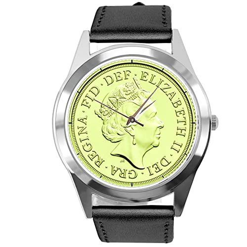 TAPORT Schwarze Leder Runde Uhr für Fans von Queen, Schwarz , Gurt von TAPORT