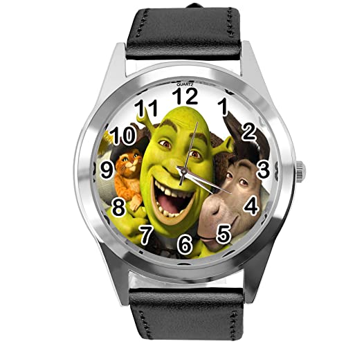 Runde Armbanduhr aus schwarzem Leder fur Ogre-Fans. von TAPORT