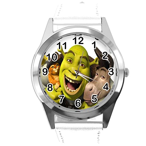 Runde Armbanduhr aus weißem Leder für Ogre-Fans. von TAPORT