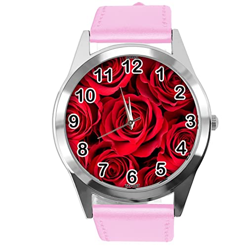 Runde Armbanduhr für Blumen Fans e1, rose von TAPORT