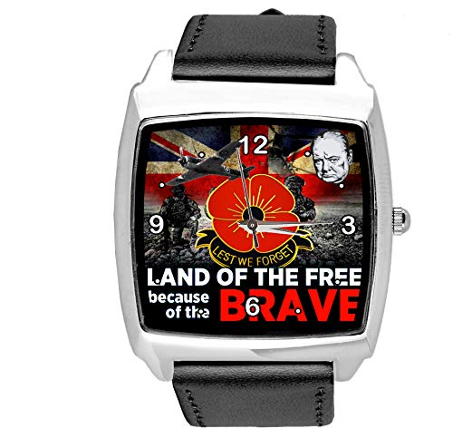 TAPORT Schwarze Leder-Armbanduhr für britische Soldaten-Fans, Schwarz , Riemen von TAPORT