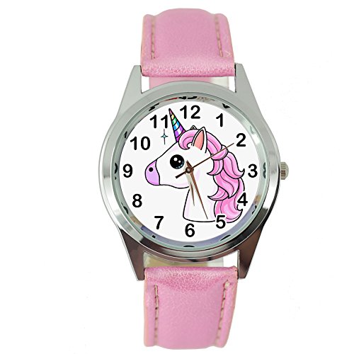 TAPORT® Damen Uhr Analog Quarzwerk mit Leder Einhorn E3 Rosa Rund von TAPORT