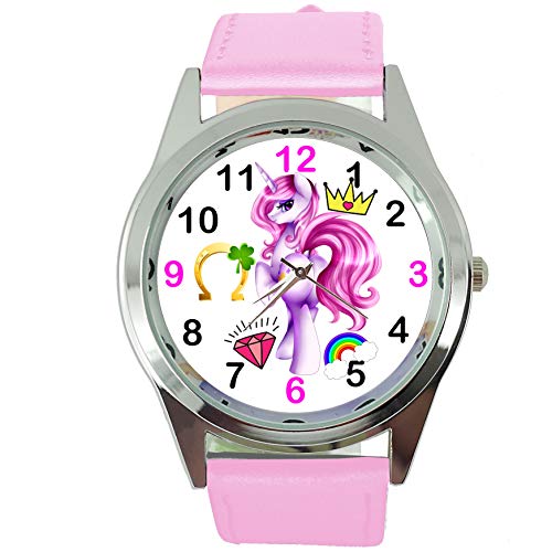 TAPORT® Einhorn-Quarz-Armbanduhr E4, rosa Lederband von TAPORT