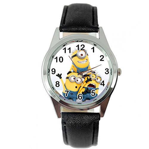 TAPORT® MINIONS Quartz Armbanduhr SCHWARZ Lederband +GRATIS ERSATZBATTERIE+GRATIS GESCHENKSBEUTEL von TAPORT