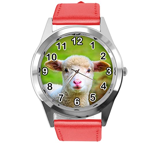 TAPORT® Quarz-Armbanduhr, Leder, rund, für Schaf-Fans, Rot von TAPORT