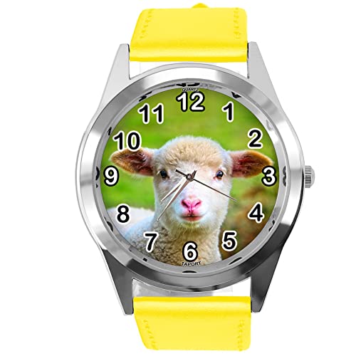 TAPORT® Quarz-Armbanduhr aus Leder, für Schaf-Fans, Gelb von TAPORT