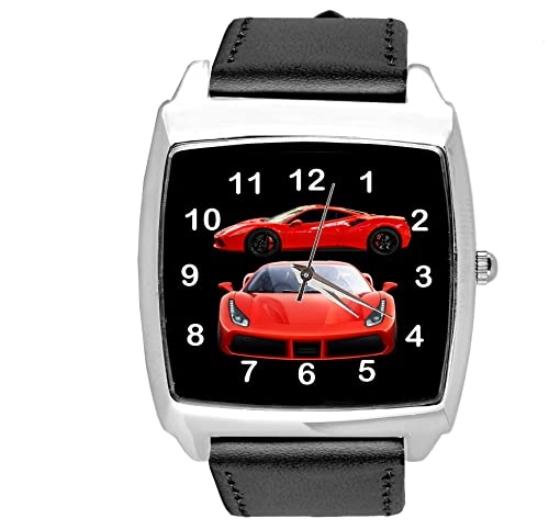 TAPORT® Quarz-Armbanduhr aus Leder, für Sportwagen-Fans, E2, Schwarz von TAPORT