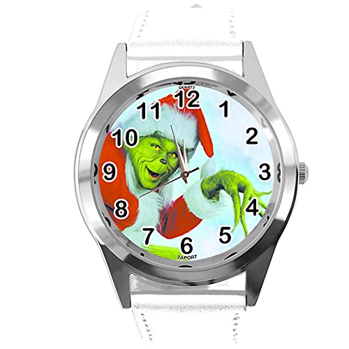 TAPORT® Quarz-Armbanduhr aus weißem Leder, rund, für Weihnachts-Fans, E2 von TAPORT