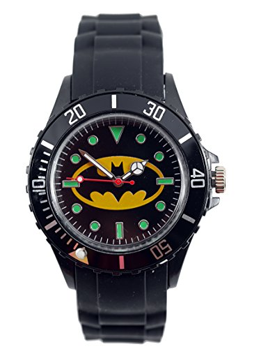 TAPORT® Unisex Uhr Analog Quarzwerk mit Silikon Armband Batman Schwarz Rund von TAPORT