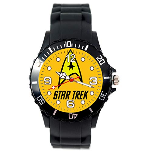 TAPORT® Unisex Uhr Analog Quarzwerk mit Silikon Armband Star Trek Rund Schwarz von TAPORT