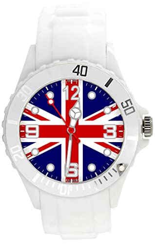 TAPORT Quarz-Armbanduhr aus Silikon, Motiv: Union Jack, Wei von TAPORT