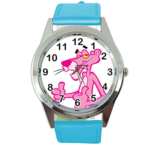 Taport® The Pink Panther Quarz-Armbanduhr, rund, SCI FI, echtes Lederband, inklusive Ersatzakku und Geschenkbeutel, Blau von TAPORT