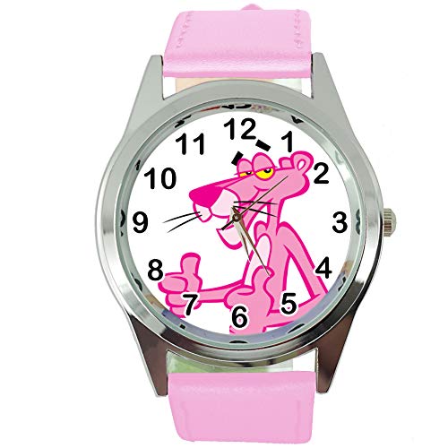 Taport® The Pink Panther Quarz-Armbanduhr, rund, SCI FI, echtes Lederband, inklusive Ersatzakku und Geschenkbeutel, Pink von TAPORT