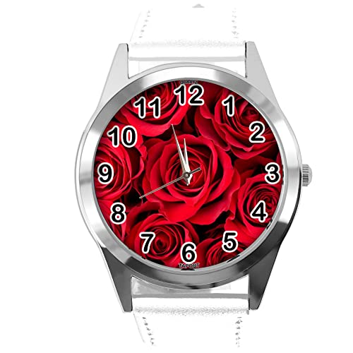 Weiße Leder-Armbanduhr für Blumen-Fans e1, weiß von TAPORT
