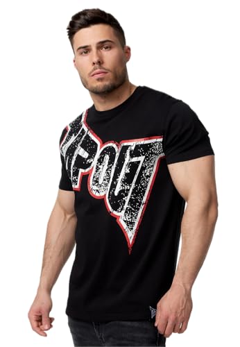 Tapout Herren T-Shirt Normale Passform Bernardino Black/Ecru/Red M, 940009 von Tapout