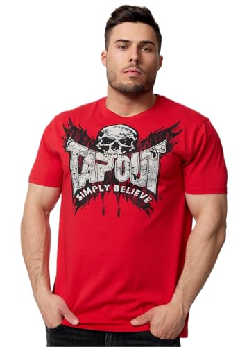 Tapout Herren T-Shirt Normale Passform Creston Red/Black/Silver XL, 940011 von Tapout