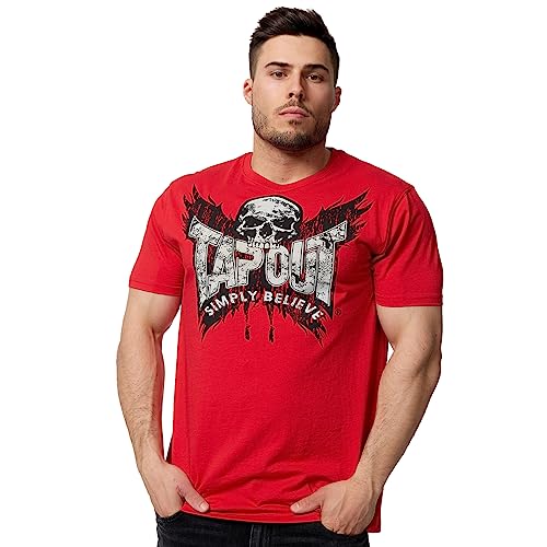 Tapout Herren T-Shirt Normale Passform Creston Red/Black/Silver XXL, 940011 von Tapout