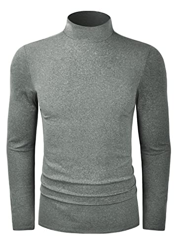 TAPULCO Herren Rollkragenpullover Langarm Strickpullover Basic Slim Fit Casual Weich Bequem T-Shirt, Mockneck - Grau, Mittel von TAPULCO