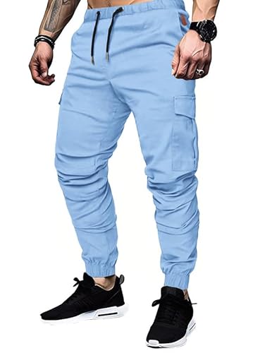 TARAINYA Cargohose Herren Baumwolle mit 6 Taschen Jogginghose Chino Kordelzug Männer Outdoor Modern Stretch Elastische von TARAINYA