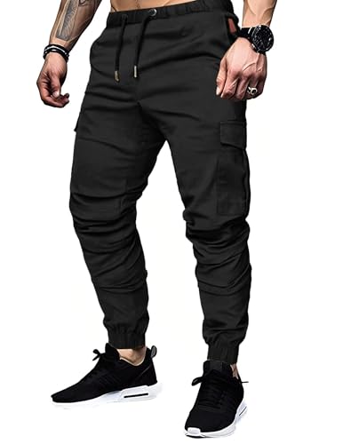 TARAINYA Cargohose Herren Baumwolle mit 6 Taschen Jogginghose Chino Kordelzug Männer Outdoor Modern Stretch Elastische von TARAINYA