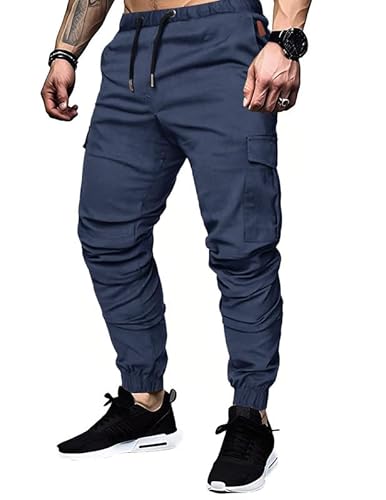TARAINYA Cargohose Herren Baumwolle mit 6 Taschen Jogginghose Chino Kordelzug Männer Outdoor Modern Stretch Elastische von TARAINYA