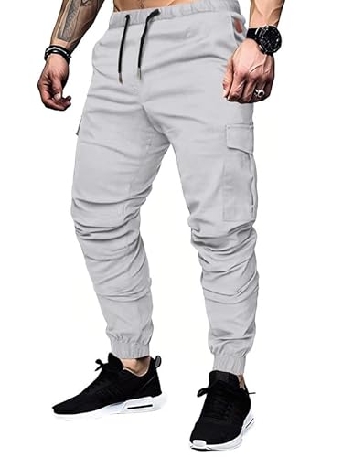 TARAINYA Cargohose Herren Baumwolle mit 6 Taschen Jogginghose Chino Kordelzug Männer Outdoor Modern Stretch Elastische von TARAINYA