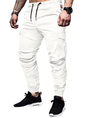 TARAINYA Cargohose Herren Baumwolle mit 6 Taschen Jogginghose Chino Kordelzug Männer Outdoor Modern Stretch Elastische von TARAINYA