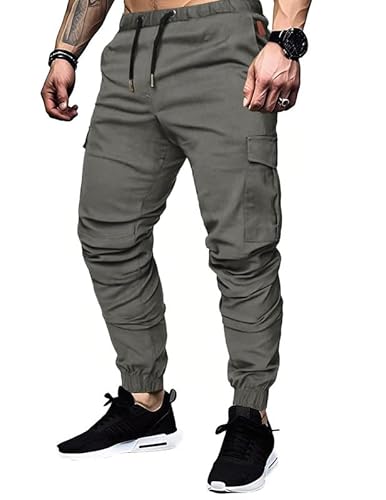 TARAINYA Cargohose Herren Baumwolle mit 6 Taschen Jogginghose Chino Kordelzug Männer Outdoor Modern Stretch Elastische von TARAINYA