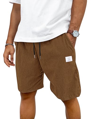 TARAINYA Corduroy Kurze Hosen Herren Baumwolle Kordelzug Shorts Herren Sommer Stretch Freizeitshorts mit Taschen Braun L TARAINYA Corduroy Kurze Hosen Herren Baumwolle Kordelzug Shorts Herren Sommer Stretch Freizeitshorts mit Taschen Braun L von TARAINYA