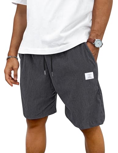 TARAINYA Corduroy Kurze Hosen Herren Baumwolle Kordelzug Shorts Herren Sommer Stretch Freizeitshorts mit Taschen Grau 2XL TARAINYA Corduroy Kurze Hosen Herren Baumwolle Kordelzug Shorts Herren Sommer Stretch Freizeitshorts mit Taschen Grau 2XL von TARAINYA