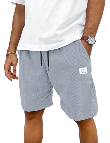 TARAINYA Corduroy Kurze Hosen Herren Baumwolle Kordelzug Shorts Herren Sommer Stretch Freizeitshorts mit Taschen Hellgrau 2XL TARAINYA Corduroy Kurze Hosen Herren Baumwolle Kordelzug Shorts Herren Sommer Stretch Freizeitshorts mit Taschen Hellgrau 2XL von TARAINYA