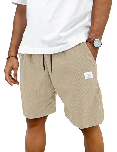 TARAINYA Corduroy Kurze Hosen Herren Baumwolle Kordelzug Shorts Herren Sommer Stretch Freizeitshorts mit Taschen Hellkhaki 3XL TARAINYA Corduroy Kurze Hosen Herren Baumwolle Kordelzug Shorts Herren Sommer Stretch Freizeitshorts mit Taschen Hellkhaki 3XL von TARAINYA