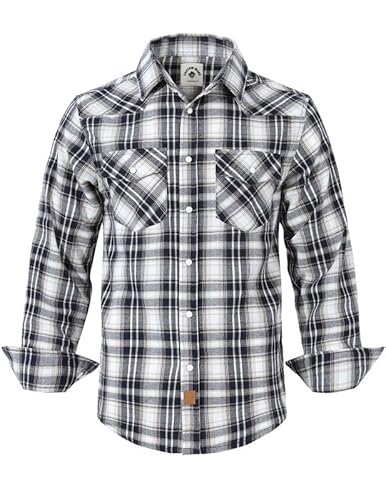 TARAINYA Flanellhemd Herren Druckknöpfen Western Kariertes Langarm Oktoberfest Karohemd Khaki Marineblau 2XL von TARAINYA