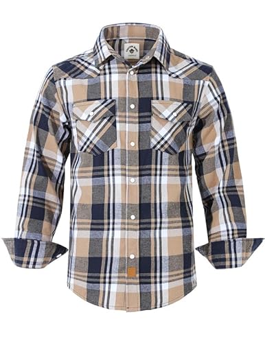 TARAINYA Flanellhemd Herren Druckknöpfen Western Kariertes Langarm Oktoberfest Karohemd Khaki Plaid XL von TARAINYA