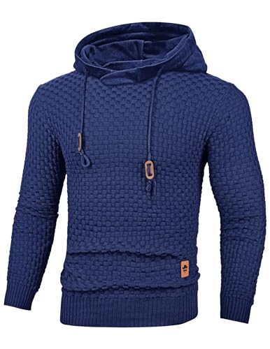 TARAINYA Pullover Herren Hoodie Kapuzenpullover Langarm Männer Casual Sweatshirt Hoody mit Kordelzug Blau M von TARAINYA