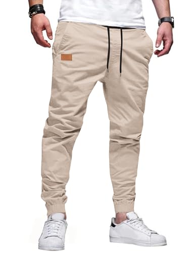 TARAINYA Hose Herren Chino Jogginghose Baumwolle Stretch Cargohosen Kordelzug Männer mit Taschen von TARAINYA