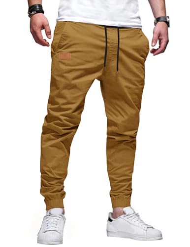 TARAINYA Hose Herren Chino Jogginghose Baumwolle Stretch Cargohosen Kordelzug Männer mit Taschen von TARAINYA