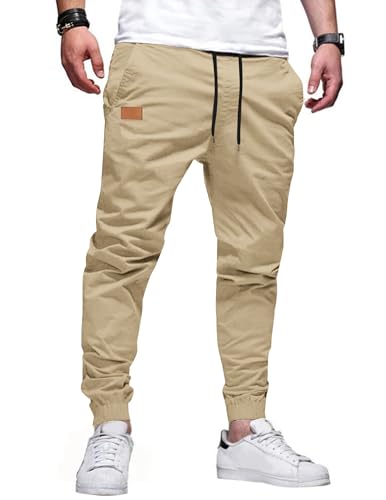 TARAINYA Hose Herren Chino Jogginghose Baumwolle Stretch Cargohosen Kordelzug Männer mit Taschen von TARAINYA