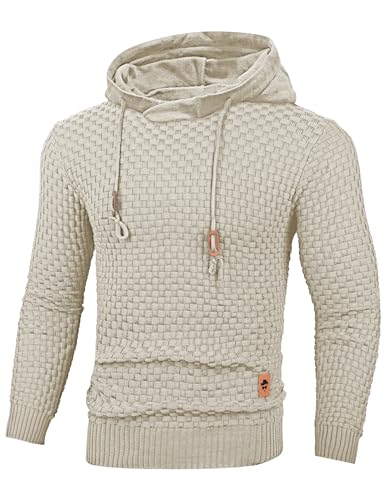 TARAINYA Pullover Herren Hoodie Kapuzenpullover Langarm Männer Casual Sweatshirt Hoody mit Kordelzug Aprikose S von TARAINYA